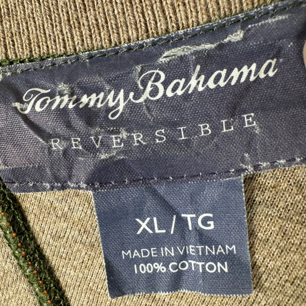 Tommy Bahama Reversible Split Neck Sweatshirt Mens XL Olive Green Tan - Picture 9 of 9